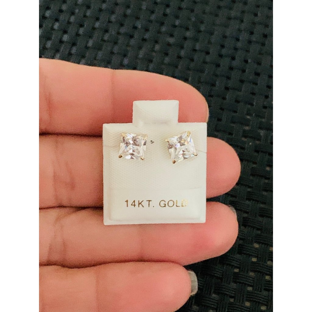 14k Gold Earrings Square 6mm